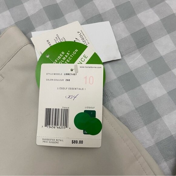 Lizgolf essentials Anissa Liz Claiborn golf crop pants lightweight beige 10 - Picture 12 of 14